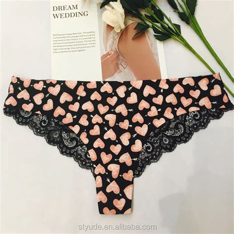 Ladies Laser Cut Bonded Underwear Sexy Panties Thongs Floral Lace Panties Thongs With Cherry