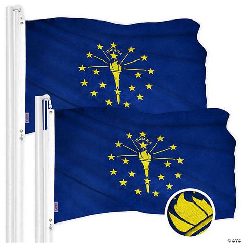 G128 Indiana In State Flag 3x5ft 2 Pack Embroidered Polyester