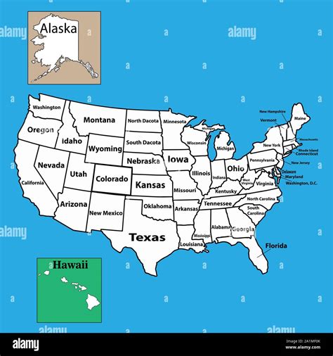 Usa Map With Federal States All States Separated Vector Illustration