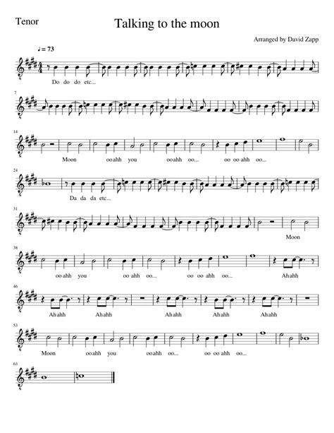 Talking To The Moon Tenor Sheet Music For Tenor Solo