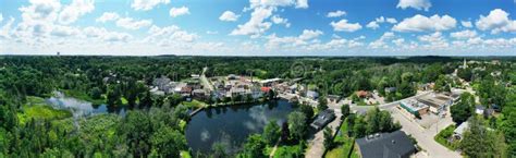 Aerial Of The Town Of Ayr Ontario Canada Stock Photo Image Of Glass