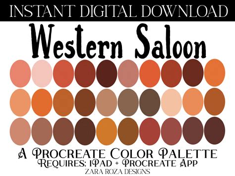 Western Saloon Procreate Color Palette Afbeelding Door Zararozadesigns