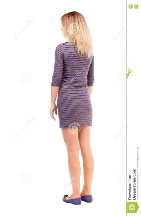 Back View Of Standing Young Beautiful Woman Stock Photo Image Of