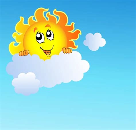 Sol De Dibujos Animados Sosteniendo Nube — Vector De Stock © Clairev