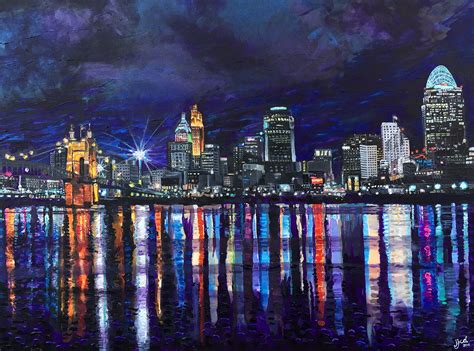 Painting Of The Cincinnati Skyline Fine Art