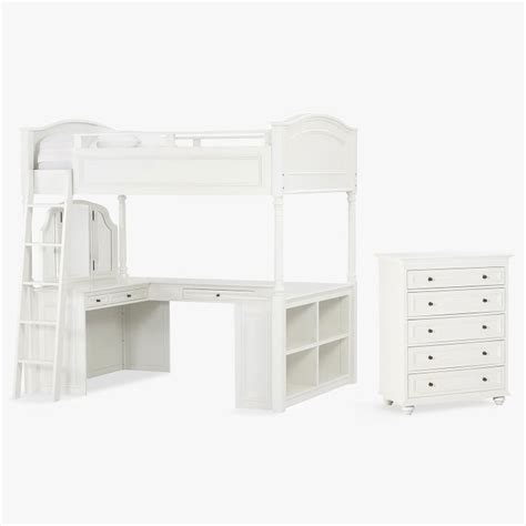 Chelsea Vanity Loft Bed Drawer Tall Dresser Full Simply White In