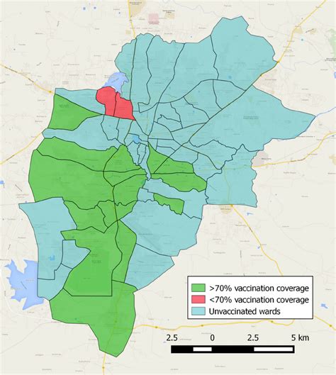 Map Of Ranchi Showing Mean Vaccination Coverage By Ward