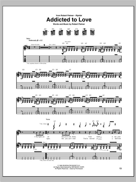 Addicted To Love Sheet Music Robert Palmer Guitar Tab