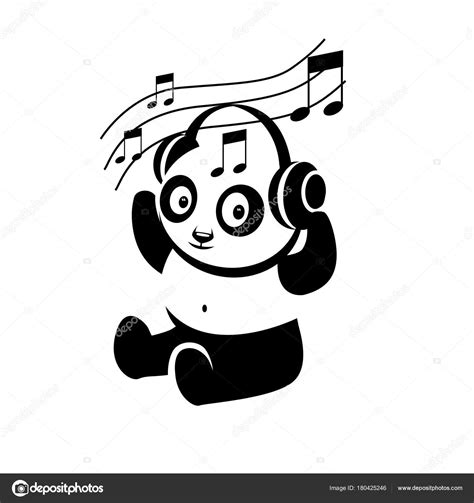 Panda Listening Music Vector Illustration — Stock Vector © Yugra 180425246