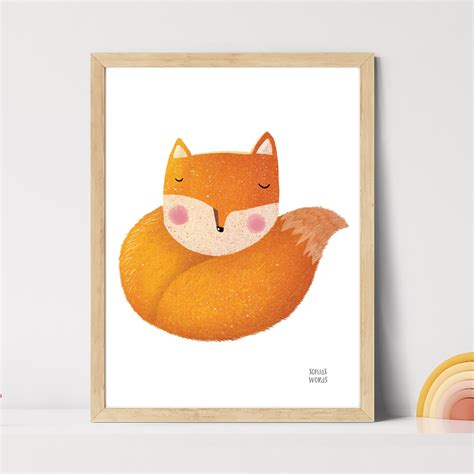 Fox Nursery Prints Children Illustration Fox Wall Art Decor Animal
