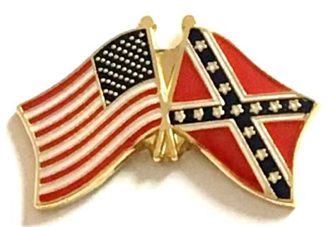 Confederate Single Crossed Double Wavy Flag Lapel Pins Confederate
