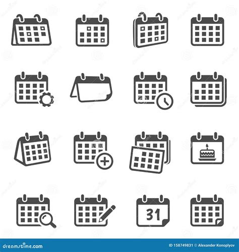 Calendars Time Planning Glyph Icons Set Stock Illustrations 1