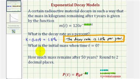 Ex Basic Example Of Exponential Decay Model Youtube