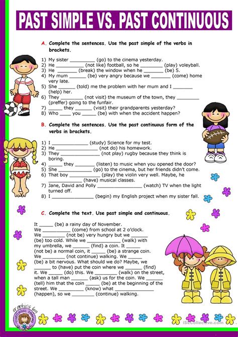 Past Simple And Past Continuous Worksheet Free Esl Printable Past