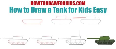 Схема рисования танка для детей 36 фото
