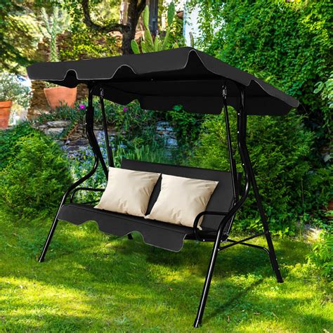 Leave me a question in the comments, i. Costway Patio 3 Seats Canopy Swing Glider Hammock ...