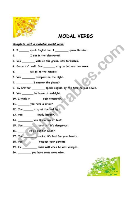 Modal Verbs English Esl Worksheets For Distance Learning And Physical