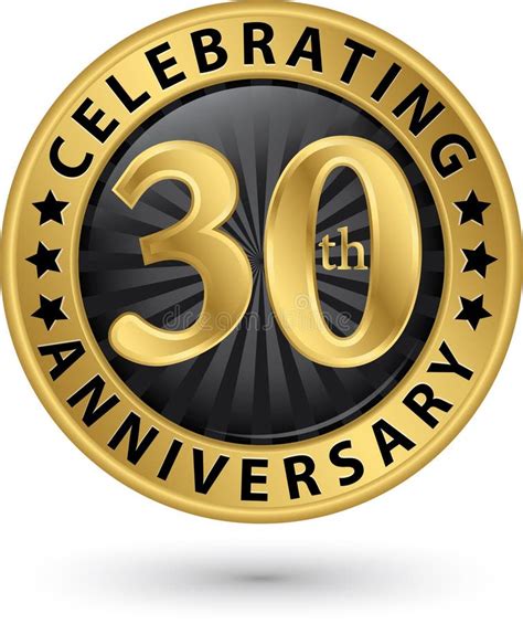 Celebrating 30th Anniversary Gold Label Vector Stock Vector