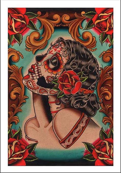 Muerta By Lil Chris Fine Art Print Sugar Skull Art Prints Canvas Art