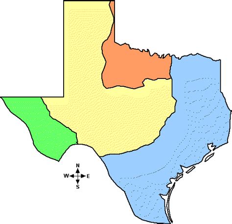 Texas Regions Map Color 2018