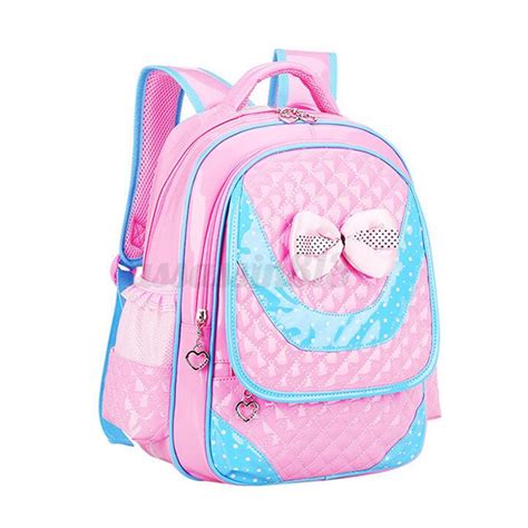 Kids Bowknot Children Backpack Girls Leather School Travel Shoulder Bag