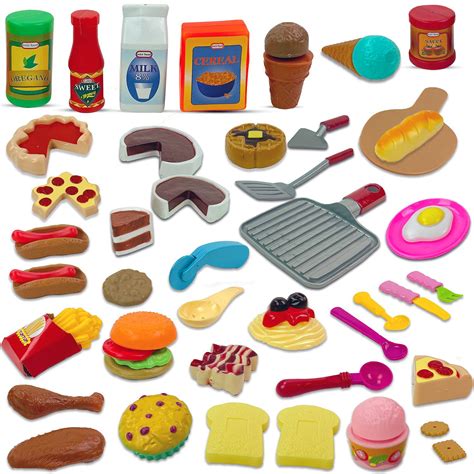 Buy Kids Deluxe 50 Piece Kids Pretend Play Food Set With Kitchen Tools