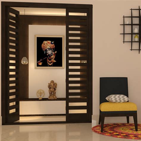 Simple Pooja Room Complete With See Through Doors Room Door Design