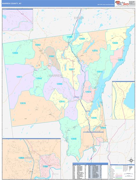 Warren County Ny Wall Map Color Cast Style By Marketmaps Mapsales