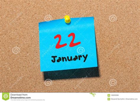 January 22nd Day 22 Of Month Calendar On Cork Notice Board Winter