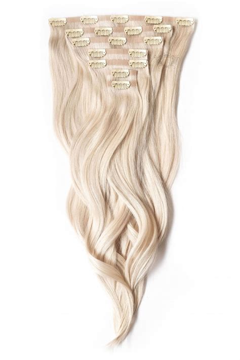 Platinum Blonde Seamless Deluxe 20 Clip In Human Hair Extensions
