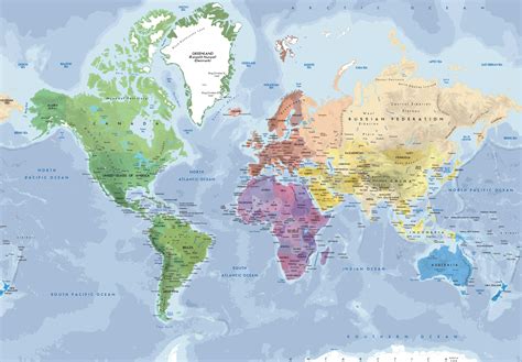 Political World Map Countries Detailed Wallpaper Mural Wallpaper My