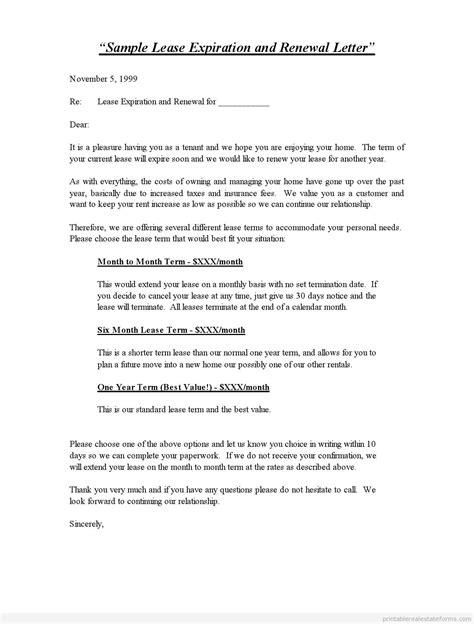 How to notify a landlord about not renewing a lease agreement assessing your terms. Apartment Lease Buyout Letter Elegant Printable Sample Lease Expiration and Renewal Letter in ...