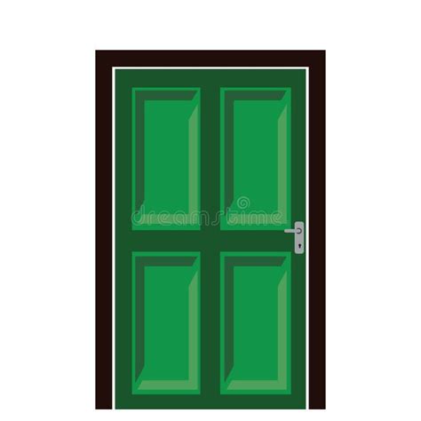 Green Wooden House Door Vector Icon Stock Vector Illustration Of