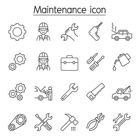 Maintenance And Fixing Icon Set In Thin Line Style 2135418 Vector Art
