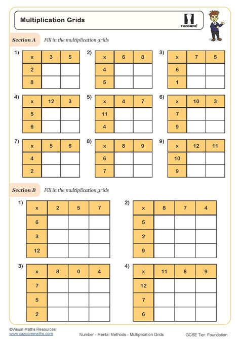 Grid Multiplication Worksheet Printable Maths Worksheets