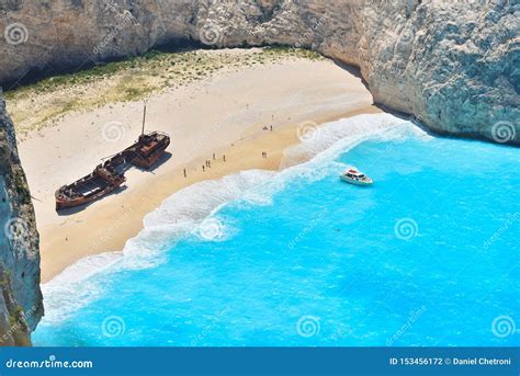 The Popular Navagio Shipwreck Beach On The Greek Island Of Zakynthos