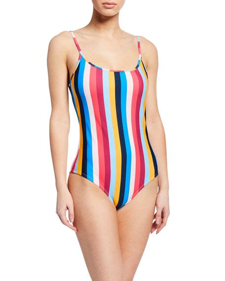 shoshanna rainbow stripe cami one piece swimsuit neiman marcus