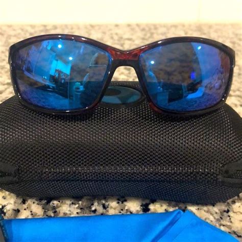 Costa Del Mar Sunglasses Tortoise Shell Frame Blue Mirror Lenses