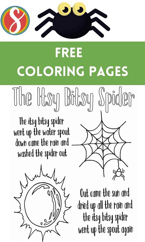 Free Itsy Bitsy Spider Coloring Page Stevie Doodles