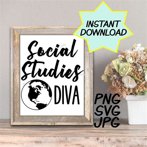 Social Studies Diva Svg Cut File Png Jpeg Teacher Shirts Etsy