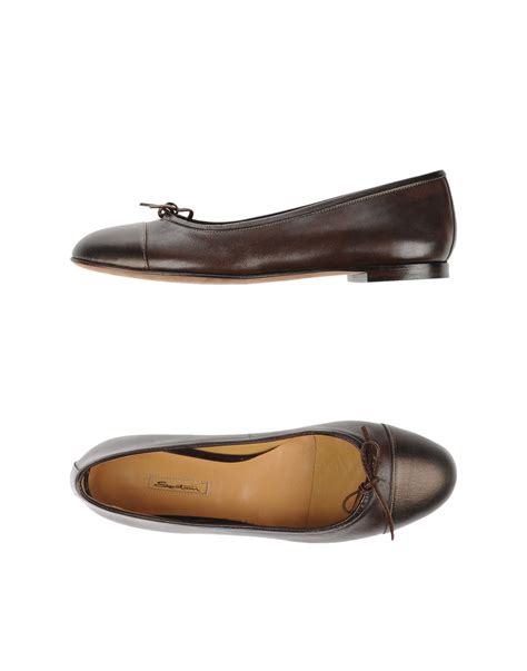 Santoni Ballet Flats In Brown Lyst