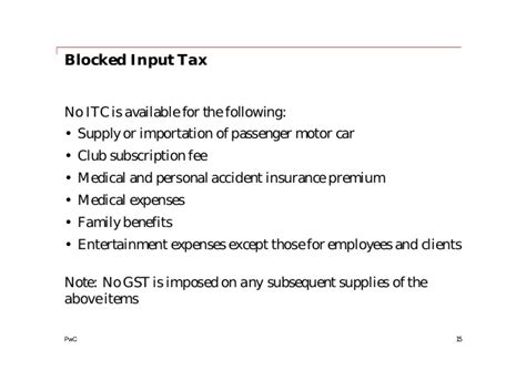 Those gst you can't claim is called blocked input tax credit. Gst budget presentation nov 2013