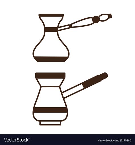 Turkish Coffee Pot And Arabic Cezve Line Icons Vector Image