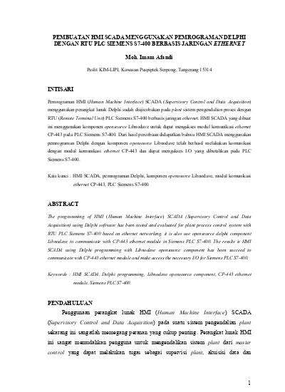 Pembuatan Hmi Scada Menggunakan Pemrograman Delphi Dengan Rtu Plc Hot