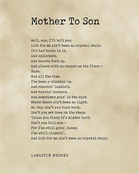 Mother To Son Mother To Son Poem Print Poem By Langston Hughes Langston Hot Sex Picture