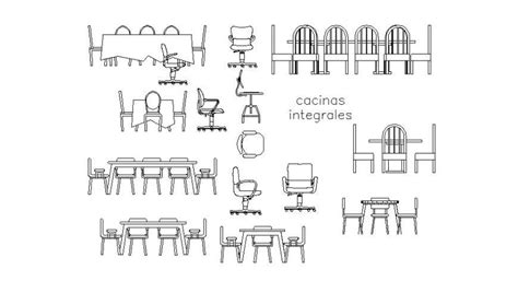 Multiple Chair And Table Elevation Blocks Cad Drawing Details Dwg File