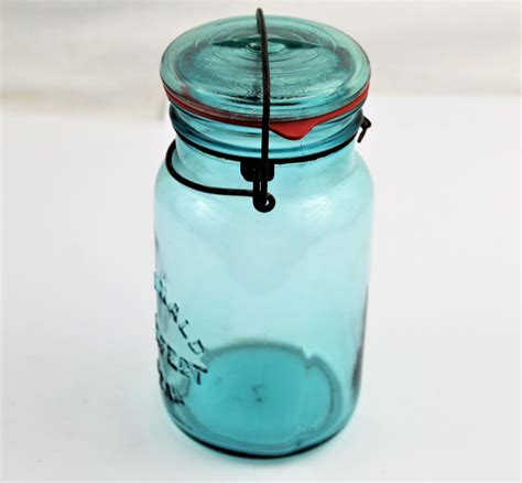 Antique Fruit Jar Mcdonald Canning Jar Blue Glass Jar Blue