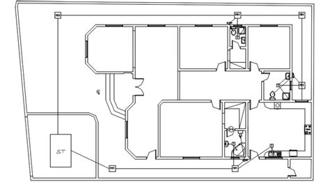 Sanitary Plan And Installation Drawing Details For Villa Floor Dwg File