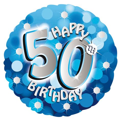 Blue Sparkle Party Happy Birthday 50th Standard Foil Balloons S40 5
