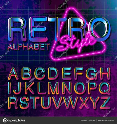 Retro Alphabet Font Vintage Alphabet Vector 80s 90s Old Style